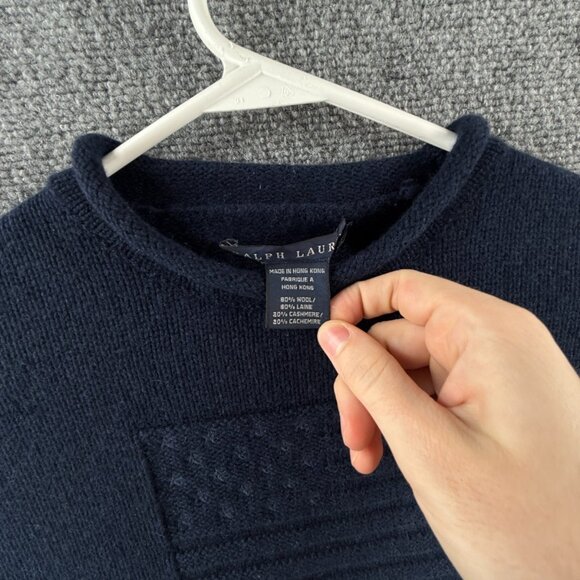 Ralph Lauren Cashmere Wool Blend Flag Sweater Navy Blue Medium Pullover Knit USA - Picture 5 of 15